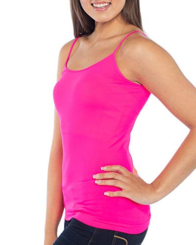 Image of Malibu Sugar Womens Camisole Tank Tops - Seamless Fitted Spaghetti Strap Cami Stretch Basic Womens Camisole for Layering XS-M