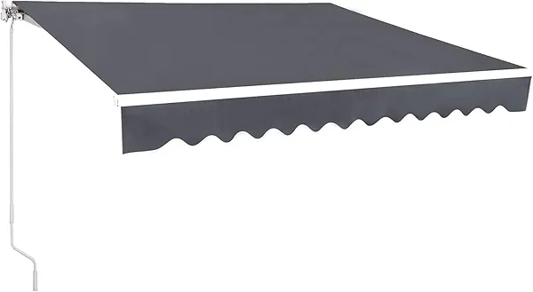 Patio Retractable Awning 10x8 Feet Manual Retractable Patio Door Window Awning Sunshade Shelter Outdoor Canopy Grey Fabric Materials