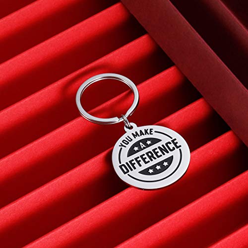 Thank You Gift Keychain for Yourself Coworker Volunteer Appreciation Gifts for Colleague Coach Mentor Employee Staff Gift You Make a Difference Christmas Inspirational Keyring Stocking Stuffer