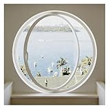 Fenêtre En Verre Circulaire, Fenêtre Hublot Avec Cadre En Aluminium Avec Poignée, Fenêtres À Battants De Remplacement De Maison, Ventilation Intérieure(White,18 in/45.7 cm)