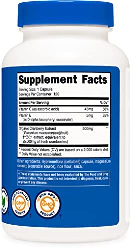 Nutricost Cranberry Extract (25,000Mg) (120 Capsules) With Vitamin C & Vitamin E #TOP3