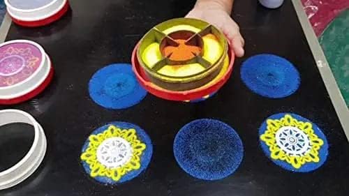 Qwick Click Plastic 8" Magic Rangoli Big Box with Rangoli Jali & Filter Box Inside Border Design for Easy and Fast Way to Draw