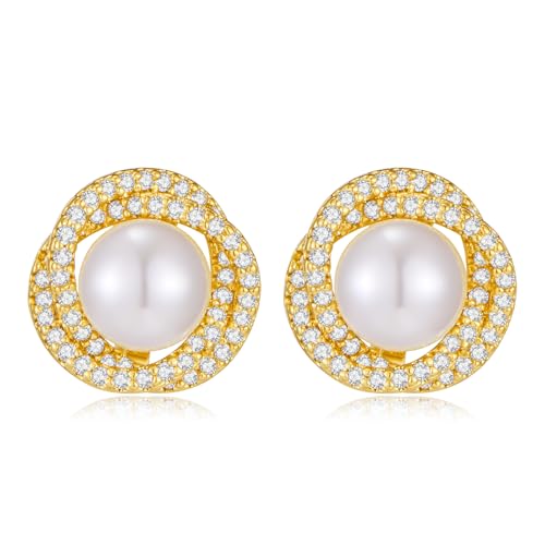 Gold Pearl Clip on Earrings for Women Pearl Clip Stud Earrings Non Pierced Earrings Elegant Jewelry