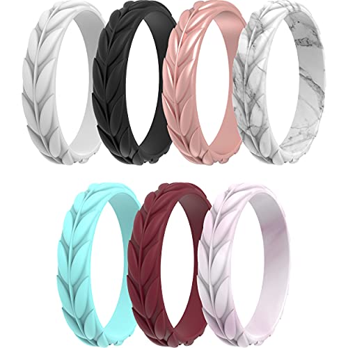 Bague en silicone femme motif feuilles ThunderFit évite les blessures
