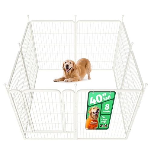 Image of FXW Rollick Unleashed Dog Playpen for Indoor, Yard, RV Camping, 40 inch 8 Panels for Medium and Large Dogs, White│Patented