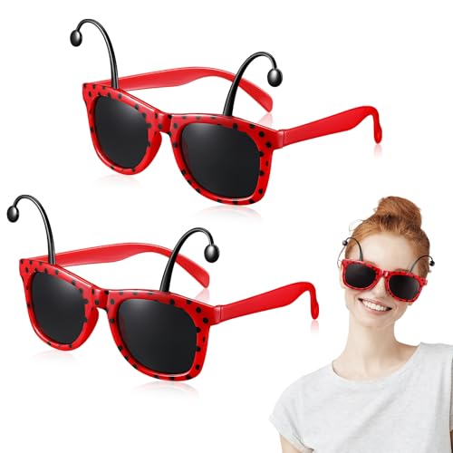 Sinmoe 2 Gafas de Sol Anteojos Divertidos Hawaianos de Fiesta Luau Accesorios Temáticos de Playa de Verano Montura de Gafas Tropical Novedosa Decoraciones para Cumpleaños Carnaval(Mariquita)