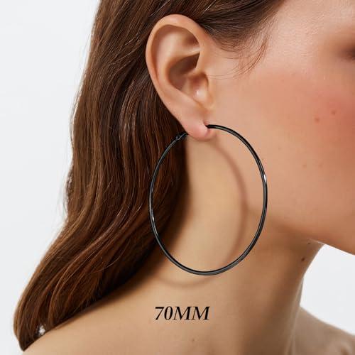 Image of DAILY VIBES Simple Big Thin Hoop Earrings for Women Trendy, 3 Pairs | 925 Sterling Silver Post Large Hoops, 14K Gold or Silver Plated Loop, Hypoallergenic Hoop Earrings Set