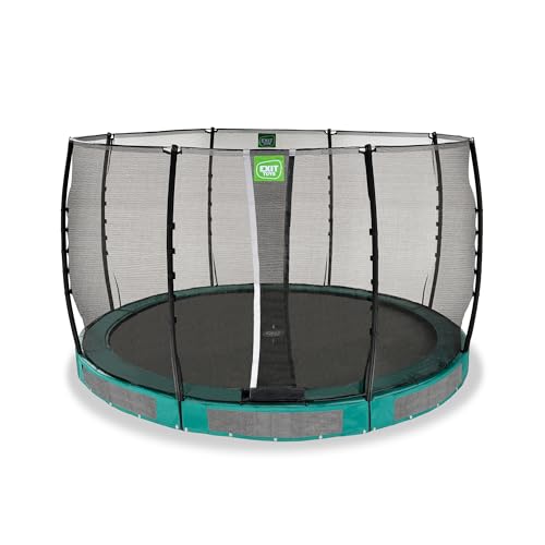 EXIT Allure Classic Rundes Bodentrampolin - ø366cm - Mit Fußschutzsystem & Sicherheitsnetz - Wasserfest - Starkes Großtrampolin - Für alle Altersgruppen - Rundes Bodentrampolin - Grün