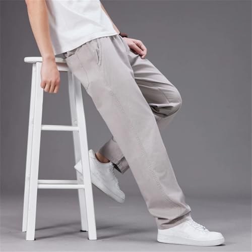 Casual Pants Men Elastic Waist Straight Leg Fit Trousers Male Loose Cotton Work Wear Pant3