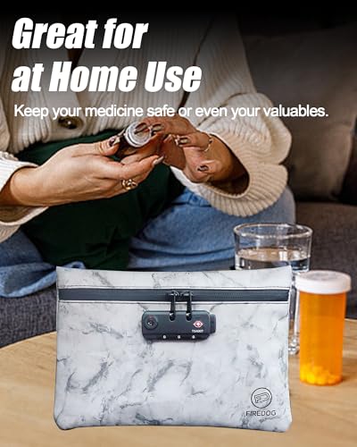 FIREDOG Smell Proof Bag with Combination Lock,6"x9" Odor Proof Pouch Case Container for Travel Storage (Marble Black) - Image 6