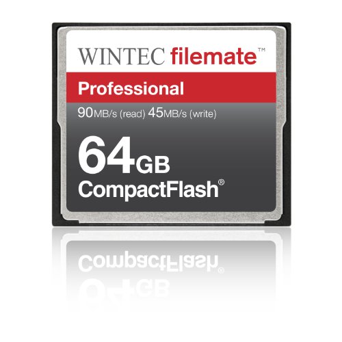 Wintec 64GB CompactFlash Memoria Flash MLC - Tarjeta de Memoria (64 GB, CompactFlash, MLC, 90 MB/s, Negro) Cover