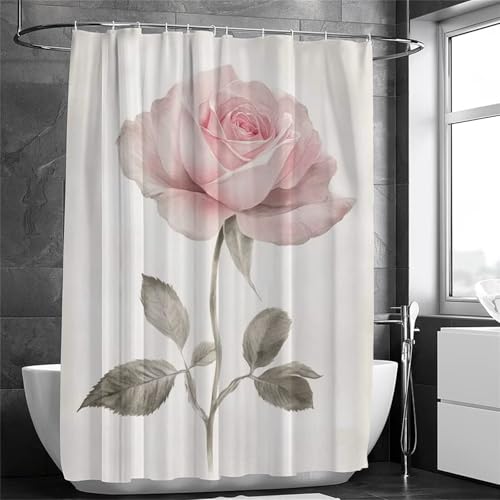 Rideau de douche 90x200 cm rose anti moisissure avec ourlet lesté lavable