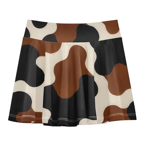 Pleated Girls' Shorts Athletic Skorts Kids Tennis Skirts Teen Skirt Classic Cow Print Brown Black 4t