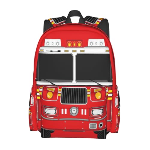 Fire Truck Backpack School Bag Lightweight Bookbag Laptop Travel Daypack For Kids Girls Boys Teens