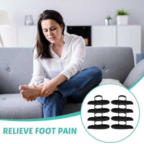 Image of Woanger 8 Pcs Hammer Toe Crest Cushion Soft Straightener Buttress Pads Splint Reduces Pressure from Calluses and Hammer Toes, Medium, Right, Left(Single Hole,Black)
