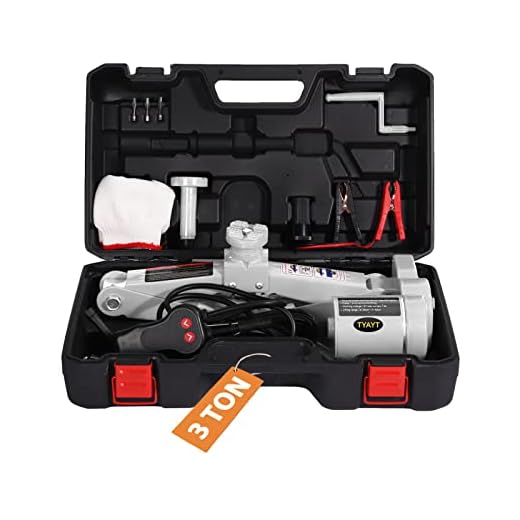 TYAYT Electric Car Jack Kit 3 Ton 12 Volt Automotive Jack, Electric Scissor Jack for Car Sedan and SUV, Portable Car Jack for Tire Change and Road Emergencies, Lifting Range 5.5 to 16.54 Inch (Gray)