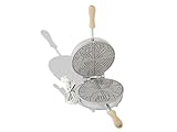 CBE Elettrodomestici Elektrische Keksdose mit Blumenmuster MOD. 8030100, Waffeleisen für dünne Waffeln und Waffeln, 4 teilbare Scheiben, antihaftbeschichtete Platten mit Holzgriffen