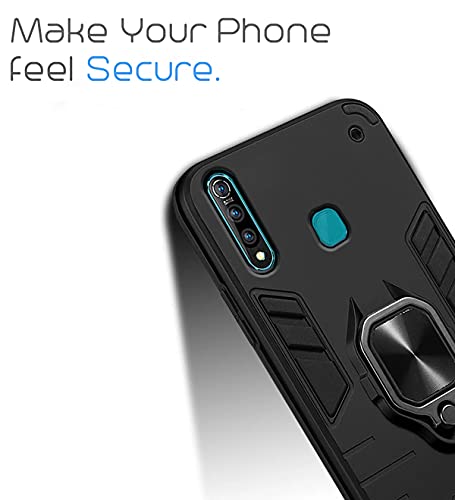 Image of Pikkme D5 Tough Armor Bumper Back Cover Case for Vivo Z1 Pro |Ring Holder & Kickstand in-Built (Black)