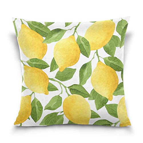 ALAZA Throw Pillow Case Decorative Cushion Cover Square Pillowcase, Watercolor Lemon Tree Sofa Bed Pillow Case Cover(20x20inch) Twin Sides