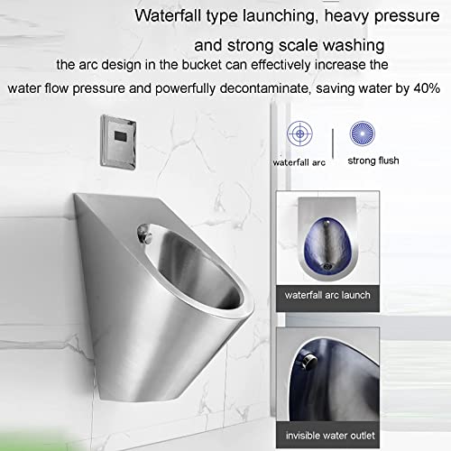 Orinal moderno de acero inoxidable 304 con sensores integrados para baño público miniatura 5