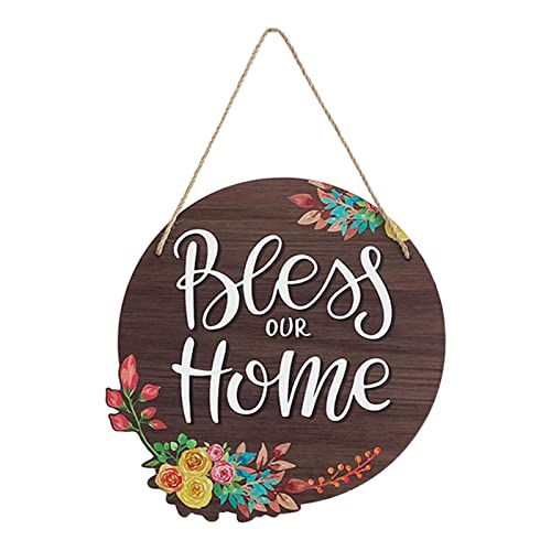 Placa de madera redonda para puerta principal con acabado rustico elegante 2