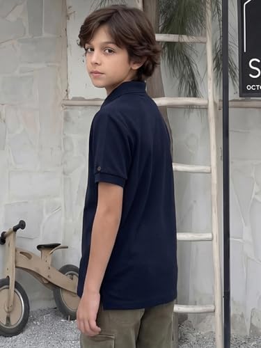 Image of Li'l Tomatoes Boys Sports Polo T-Shirt Polyester Casual Summer Tee | inchGolf Player inch Printed Collar Neck T-Shirt | Lightweight & Breathable Half Sleeve Sports Wear | Stylish Polo Tee | 9-16 Years
