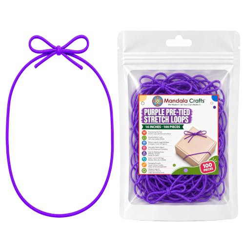 Mandala Crafts 16 Inch Purple Pre-Tied Stretch Loops for Gift Wrapping