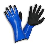 ROSTAING Handschuhe LIQUIDO - Ein Paar 100% wasserdichte Arbeitshandschuhe - Für Maurerarbeiten, Sandstrahlen, Fassadenarbeiten - Halblange Schutzhandschuhe in blau und schwarz - Nützlich für Zement