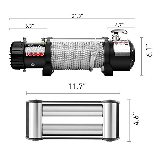 ZEAK 10000lb. Advanced Electric Power Winch, 12V DC Waterproof, for Truck SUV Off Road Auto Wire Cable, Galvanized
