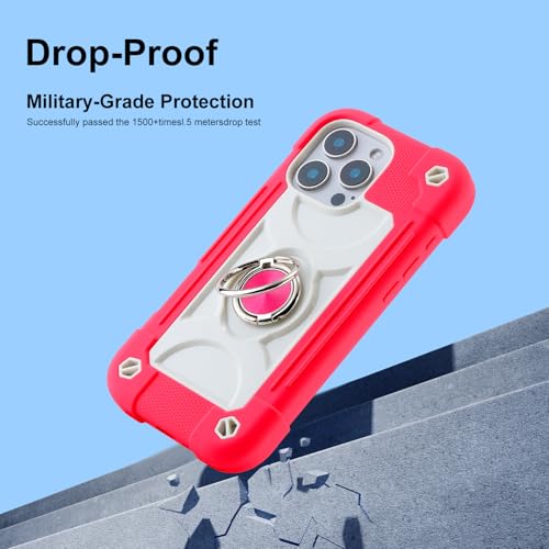 Image of MARKILL Compatible with iPhone Case with Ring Stand, Military Grade Drop Protection Full Body Rugged Heavy Duty Protective Durable Cover iPhone. (Hot Pink, iPhone 16 Pro 6.3 inch)