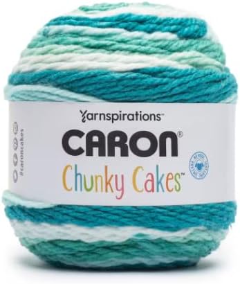 Caron Chunky Cakes - Ovillo de lana autorayante, 297 yardas (889.1 ft, 9.8 onzas), 9.88 oz (remolino turquesa)