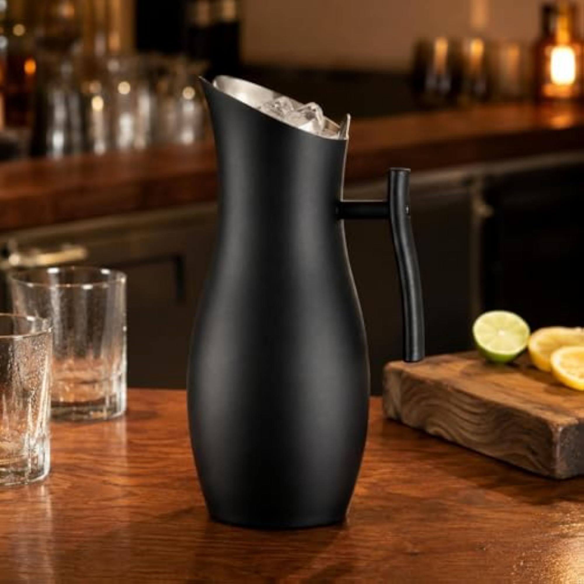 Mirror Polished Stainless Steel Pitcher with Curved Spout