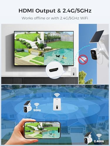 Image of Hiseeu Solar Camera Outdoor Wireless, 4 Cam-Kit, No Subscription, Expandable to 10CH, Home Security Camera System, 2K Color Night Vision, PIR /AI Detection, IP66, 2.4G & 5G WiFi, 1TB Local Recording