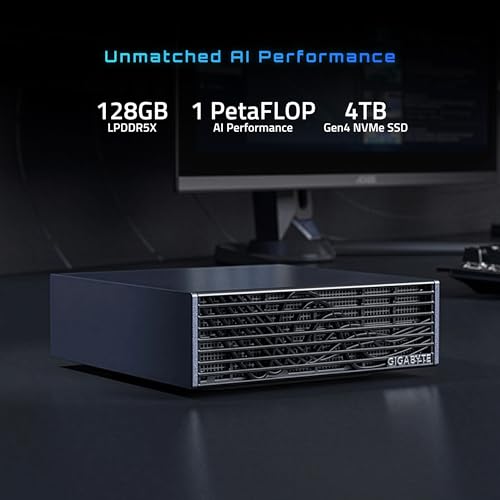 Image of GIGABYTE AI TOP Atom Personal AI Supercomputer, Arm Cortex-X295 + Cortex A725, NVIDIA Blackwell Architecture, 128GB LPDDR5X, 4TB PCIe 4.0 NVMe SSD, NVIDIA DGX OS, Black