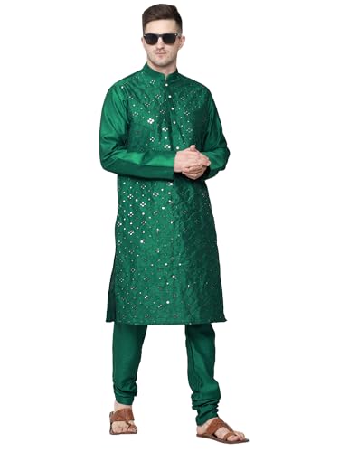 ITOS365 Men's Tunic Art Silk Kurta Pajama Pyjama Set Wedding
