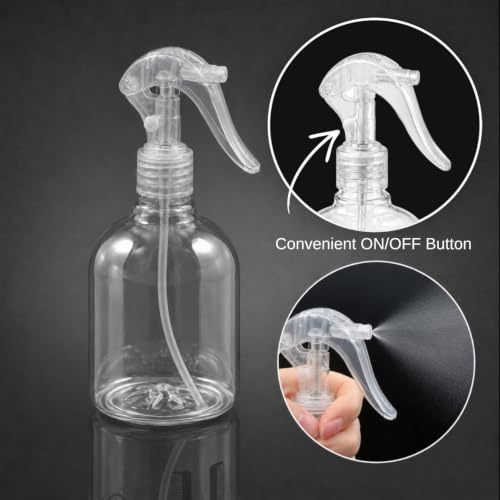 Image of Omidazzle SPRAY BOTTLE, Transparent Clear Empty Water Spray Bottles, Water Liquid Sprayer Set for Face, Hair, Garden, Sanitizer, Perfume, and DIY Hair Treatments (200ml)