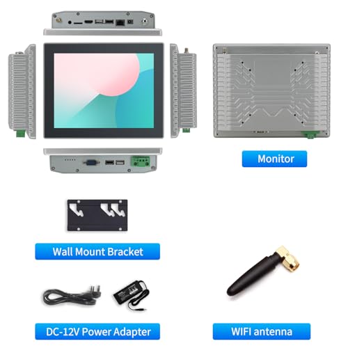 Image of 8 inch Touchscreen Monitor,Ratio 4:3 Wall Mounted Industrial Touch Screen Tablet with HD-MI Out,WiFi & BT,Build-in Speakers & VESA,Android 11 RAM 4G & ROM 32G Suitable for POS,Kitchen