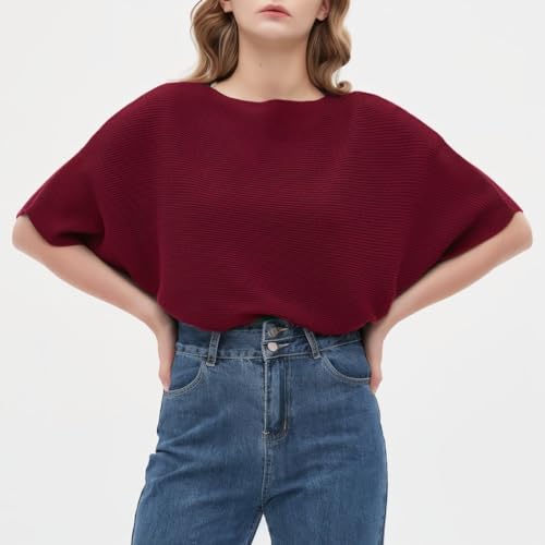 Image of HIGO FASHION Womens Short Batwing Sleeve Boat Neck Sweater Vest Fall Sleeveless Pullover Knit Sweaters