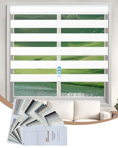 Kincmo Motorized Blinds with Remote, Motorized Zebra Shades Work with Apple Homekit,Alexa,Google Home, Customized Electric Blinds with Remote,App,Voice Control (Zebra-Blinds-Fabric-Samples Multicolor)