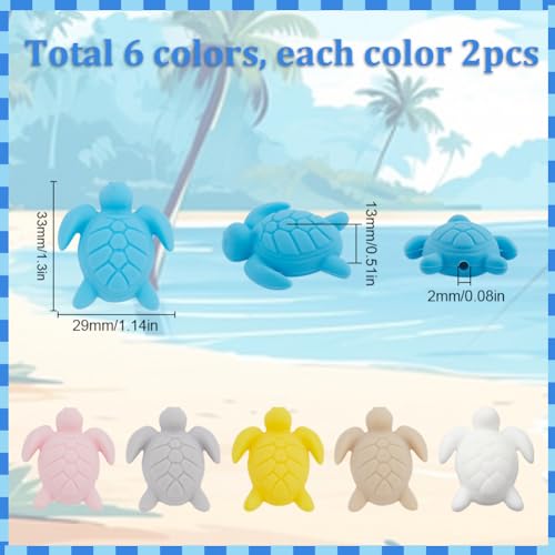 SUNNYCLUE 1 Box 12Pcs Turtle Bead Sea Silicone Beads Summer Animal Cartoon Sea Turtle Shaped Focal Loose Spacer Beads for jewellery Making Keychain Beaded Pen DIY Crafting Bracelet Charms Beginners - Image 2