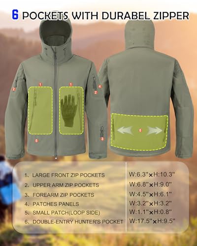 Men's Softshell Jacket Fleece Windproof Waterproof Thermal Tactical Coat Outdoor Jacket Hiking Camping4