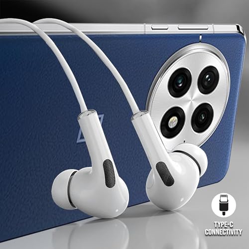 Image of Kratos Type C Headphones with Mic, White in-Ear Design, 12mm Driver for Deep Bass and Clear Sound, C Type Earphones Wired, Compatible with iPhone, Android Smartphones, Tablets, and USB C Devices