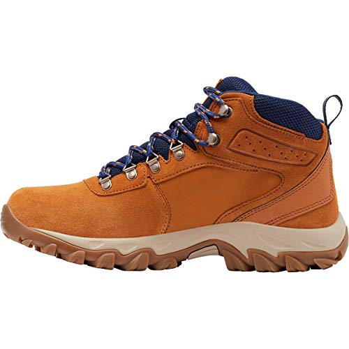 Columbia Men's Newton Ridge Plus II Suede Waterproof Hiking Shoe, Caramel/Blue Shadow, 11 Wide