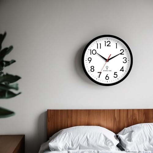 Image of DAXSMY Atomic Wall Clock Analog 14 Inch Battery Operated Modern Decorative for Living Room Kitchen Office Bedroom Bathroom(Black)