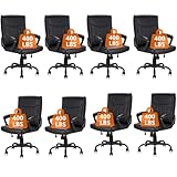 CLATINA Mid Back Leather Office Executive Chair with Lumbar Support and Padded Armrestes Swivel Adjustable Ergonomic Design for Home Computer Desk 8 Pack