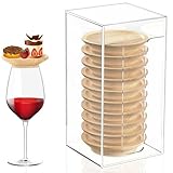 Picture of Pahdecor 10pcs Wine Glass Charcuterie Topper and Acrylic Storage Box, Bamboo Wine Glass Board Topper Appetizer Plates for Family Gatherings, Restaurants, Bars