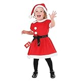 Fun Shack Disfraz Mamá Noel Niña, Vestido Navidad Niña, Traje Mamá Noel Bebé, Disfraces para Carnaval y Navidad, 3-4 Años