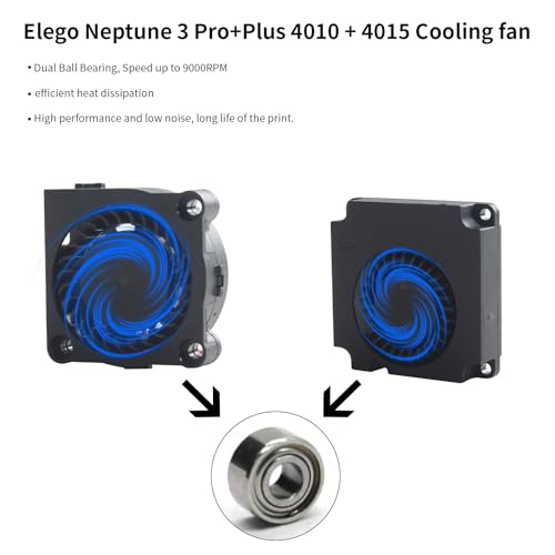BCZAMD Elego Neptune3 Pro Plus 3D Drucker Zubehör - Hotend Brushless Cooling Fan: 4010 4015 DC 24V Dual Ball Bearing Turbo Fan für Neptune3 Pro Plus Extruder Hot End Project Druckkopf – Bild 6