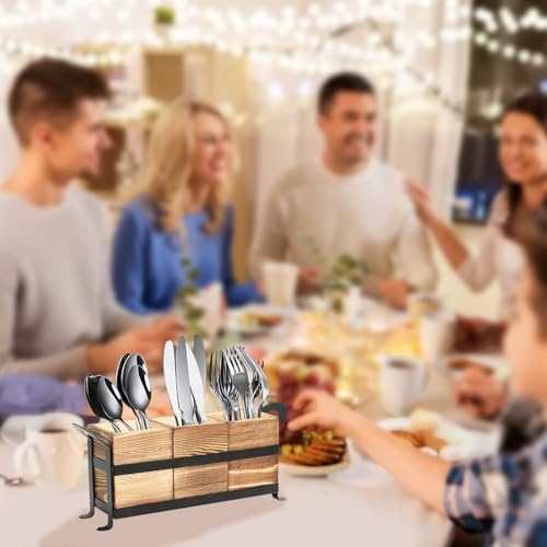 Miniatura 7 de Yallmie 31.1 X8.9x14.3cm Soporte Utensilios De Cocina Madera, 3 Organizador De Utensilios De Cocina Con Base Extraíble, Soporte Para Cubiertos De Cocina Soporte Para Utensilios Cucharas, Cuchillos