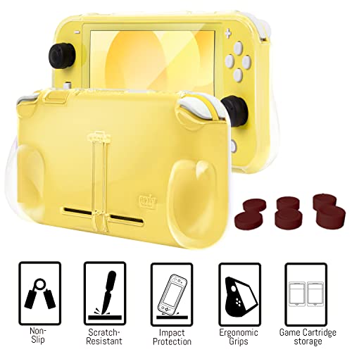 Image of Orzly Switch Lite Accessories Bundle - Case & Screen Protector for Nintendo Switch Lite Console, USB Cable, Games Holder, Comfort Grip Case, Headphones, Thumb-Grip Pack & more (Orzly Gift Pack Yellow)